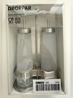 IKEA Dropper 3 Piece Frosted Oil & Vinegar Set